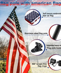 Heavy Duty 5 Ft Stainless Steel Flag Pole Kit With No Tangle 360 Degree Rotation Windproof Outdoor Flag Holder Embroidered 3x5 US Flag