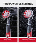 Kick Serious Grime With This Cordless Power Scrubber Kit An Oscillating Cleaning Rig showing pulse and continuous scrub modes.