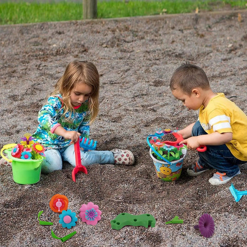 Children playing with Flower Garden Building Kit For Kids 120 Piece Bouquet Toy Set Build A Floral Arrangement STEM Learning