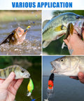 Four images showing fish caught using Heavy Duty Sinker Slides For Catfishing Rig Tackle 70 Piece Set with lures and rigs.