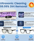 Pro Grade 45khz Ultrasonic Jewelry Cleaner That Cleans As A Whistle With Five Smart Timers And Auto Shutoff Big 400ml Stainless Steel Tub with cleaning glasses before and after.