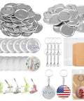 100 Sets Of 58mm Button Maker Supplies For Pins And Keychains, Dope Kit Includes Metal Back Covers, Shells, Films, Keychains