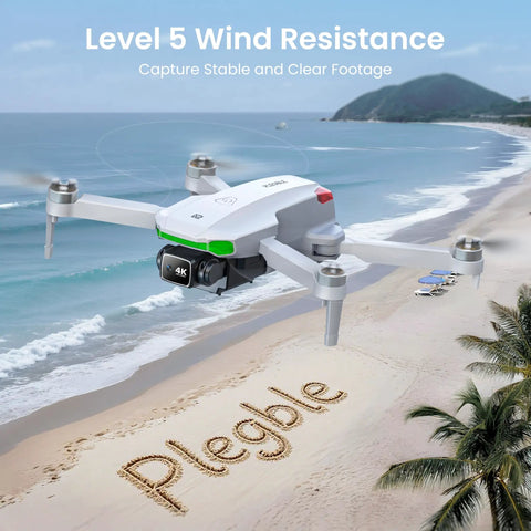 Lightweight Foldable Drone With EIS 4K Camera And GPS 5 Inch Screen On Controller 70 Minute Flight Time flying over beach
