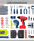 Awesome Kids Tool Workshop Set: 32-Inch Folding Workbench With 35+ Accessories, tool set and electric drill displayed