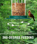 Chew Proof Metal Bird Feeder For Outdoors Hanging Built Tough As Nails With 3 Lb Seed Capacity Easy To Fill And Clean 360 Degree Feeding Weatherproof Roof For Gardens And Wild Birds Green