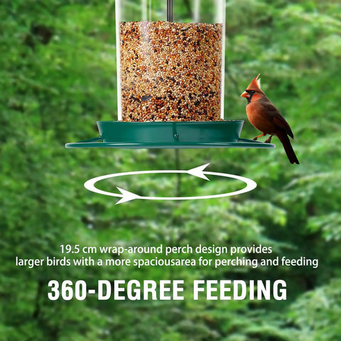 Chew Proof Metal Bird Feeder For Outdoors Hanging Built Tough As Nails With 3 Lb Seed Capacity Easy To Fill And Clean 360 Degree Feeding Weatherproof Roof For Gardens And Wild Birds Green