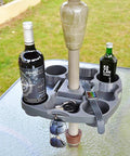 15 Inch Umbrella Table Tray With 4 Drink Holders, 4 Snack Compartments, 4 Sunglasses Holes And 4 Phone Slots for patio use