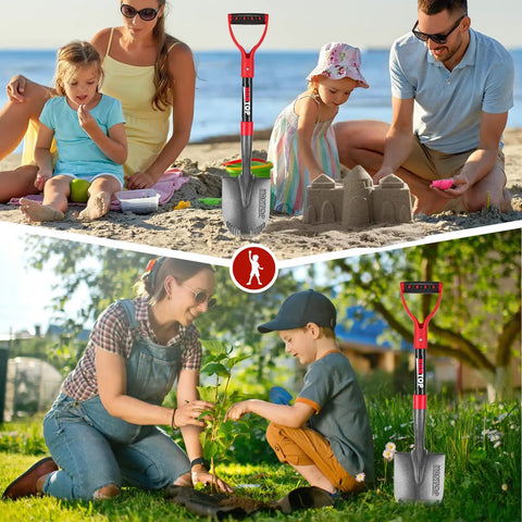 Compact Round Shovel For Digging With Short Handle 28 Inch Garden Shovel Survival Shovel For Car Use Durable 1050MN Steel Head
