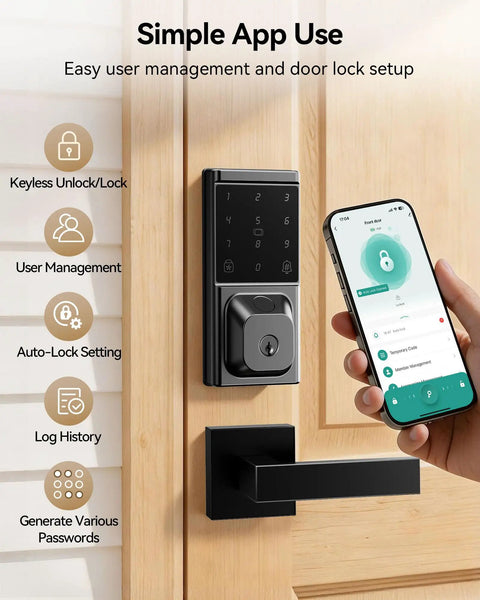 Keyless Entry Door Lock With Handle Set And Fingerprint Smart Deadbolt Featuring Touchscreen Keypad Apps And Fob Cards For Smooth Home Access And No Stress Crib Security Game Changer Fo Sho Installations