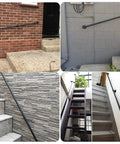 Rock Solid Black Wrought Iron Stair Handrail Wall Mounted Banister With Heavy Duty Brackets For Indoor Outdoor Porch Deck 15 Feet Built To Last Quick Diy Setup on various stairways.