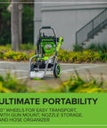Electric Pressure Washer 3000 PSI 2.0 GPM TruBrushless Motor Beast Mode Power Foldable Handle Rugged Steel Frame