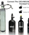 CE EN Certified 2L 122 Cu In 4500 Psi Air Tank for Paintball HPA PCP and Scuba Carbon Fiber with M18x1.5 Thread Dual Gauge Valve display