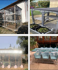 Beefed-Up Heavy Duty 14Mil Clear Tarp 3x6ft With Grommets covering various outdoor structures and furniture for protection.