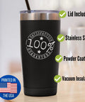 Funny Ocean Rowing Tumbler Gift For Girlfriend 20 Oz Vacuum Insulated Cup Black Stainless Steel with Lid on Table