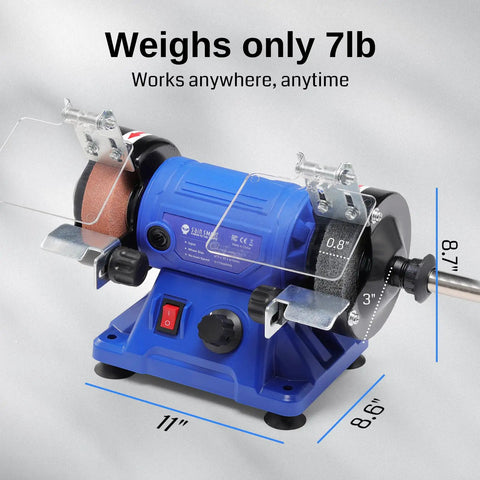 Badass 3 Inch Mini Bench Grinder And Polisher With Rotary Tool Attachment Runs On A Hella Powerful Full Copper Motor for quick desk projects.