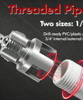 Close-up of drill with One Inch PVC Pipe Threader Kit With Internal And External Threading, interchangeable dies attached.
