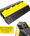 Two Channel Rubber Cable Ramp Protector And Cord Cover For Cables And Hoses Rugged Heavy Duty Traffic Ramp For Driveways And Outdoors Ideal For Asphalt Concrete Gravel Surfaces 1 Pack shown from top angle
