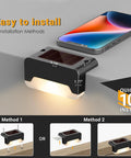 16 Pack Solar Deck Lights And Outdoor Step Lamps Waterproof Led Stair Lanterns For Fence Patio Railing, easy install dimensions shown.