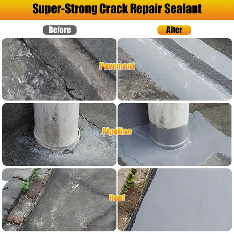 Self Leveling Concrete Crack Filler 4 Pack, Quick Dry Cement Sealant For Driveways, Sidewalks And Patios, Waterproof Outdoor Joint Caulking Glue, Easy No Tools Needed With Squeeze Applicator, Gray