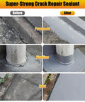 Before and after images of concrete repairs using Self Leveling Concrete Crack Filler For Driveways And Patios Quick Dry Cement Sealant And Waterproof Joint Caulking Glue No Tools Needed Deep Crack Repair For Sidewalks Outdoor Surfaces Gray.