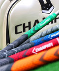13 Pack Golf Grips With Solvent, 15 Tapes, Vise Clamp And Grip Knife, Plus Regripping Instructions For All Weather Control And High Feedback Golf Club Grips To Boost Your Grip Game And Swing Precision. colorful textured golf club grips arranged in a bag