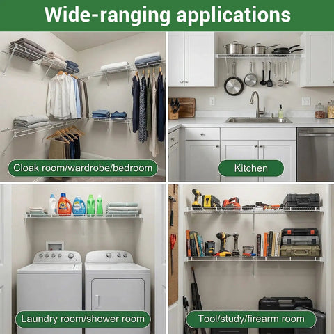 Image showing 8 Pack White Steel Wire Shelf Brackets 17 Inch Heavy Duty Closet Support Hardware for various applications.