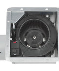 Interior view of Humidity Sensing Bathroom Vent Fan For Large Bathrooms 140 CFM With Auto On Off Quiet Exhaust Powerful Airflow 1.0 Sone Energy Star Rated Red And Green LED Indicators, showcasing fan mechanism.