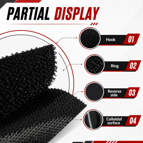 Partial display of Heavy Duty Car Floor Mat Grippers with black hook and ring design, showcasing non-slip materials and surfaces.