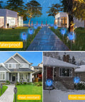 Blue Solar Torch Lights With Flickering Flames, 12 Pack Outdoor LED Tiki Torches For Yard And Garden in various weather conditions