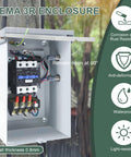 14.5 HP 3-phase magnetic motor starter in a NEMA 3R weatherproof enclosure with ample wiring space.