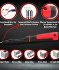 Side view: AFA Tooling extendable neck deburring tool with 3 swivel blades, red/black grip; for metal, resin, PVC, copper, plastic