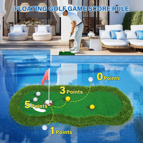 Floating Golf Green For Pool 47 By 24 Inches With Ball Retriever And Anti Drift Ropes Large Pool Putting Green For Competitive Play With Scoring Points