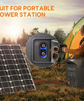 10Ft 12AWG Solar Extension Cable With XT60 Connectors used with a portable power station in outdoor camping setup.