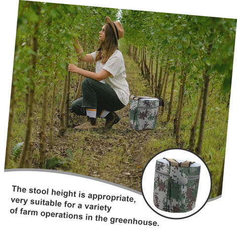 Portable Gardening Wearable Stool Grab And Go Lightweight Foam Work Seat For Outdoor Farming And Camping shown in a greenhouse