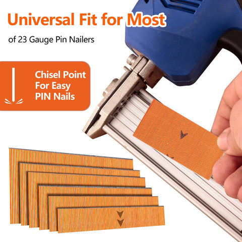 Three Size 23 Gauge Pinner Nails Set For Pneumatic Or Electric Pin Nailer Copper Plated Steel Corrosion Resistant in use