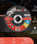 Cut Off Wheels 50 Pack 4 1/2 Inch Cutting Discs For Angle Grinder Metal And Stainless Steel Thin 0.04 Inch Thick With 7/8 Inch Arbor Built For Fast Smooth Cuts And Long Lasting Durability In Tough Metal Work on display showing features