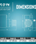 Technical diagram of Powerful Workhorse Compact Submersible Fountain Pump For Small Ponds And Water Features, dimensional details shown