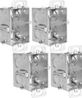 Heavy Duty 2.5 Inch Deep One Gang Metal Switch Box Haul Featuring Solid Four Pack Build With Seven Knockouts And MC Cable Clamps for wiring