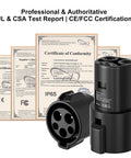 J1772 To Tesla Charger Adapter is the real deal for Model 3 Y X S, showing certification documents and device design.