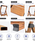 Woodgrain Finish 4 Step Aluminum Folding Ladder With Safety Lock Legs And Lightweight Design For Home Use Reaching Cabinets Shelves Attics And More Up To 330 Lb, safety handle and non-slip steps