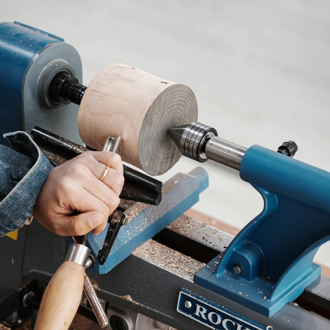 Heavy Duty MT2 Live Tailstock Center For Wood Lathe With 60 Degree Ball Bearing Tip Bad Boy Woodworking Accessory in use.