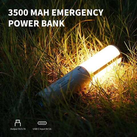 Foldable Rechargeable Camping Light With Stand And Detachable Tripod, Waterproof Hanging LED Lantern For Outdoor Use on grass