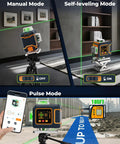 Green Laser Level Pro Grade With 16 Lines And 4x360 Degree Planes Self Leveling Cross Line Projector with Pulse Mode