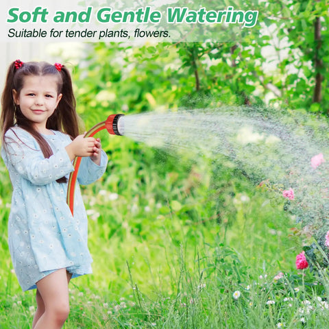 Child using 1000-Hole Garden Hose Nozzle With Soft Mist Spray, Ultra Gentle Watering For Tender Plants And Flowers, ideal for gardens