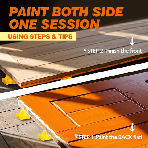 56 Pack Pyramid Painter Stands For Canvas And Doors Elevate Your Paint Projects With Mini Cone Stands holding a door for painting