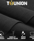 Close-up of black fabric, stitching detail, Funny DIY Mechanic T Shirt For Men I Watched A YouTube Video Design Indigo Blue Casual Workwear Tee.