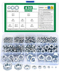 Assorted Stainless Steel Hex Nuts Kit With 430 Pieces, Coarse Thread Nut Set For Bolts, Metric M2 To M12 in open storage box