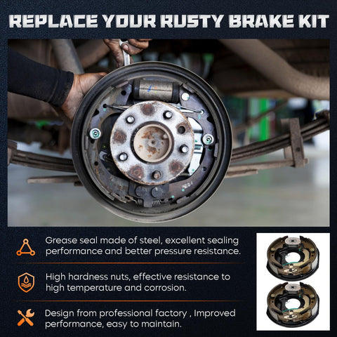 Trailer electric brake assembly, 10in x 2-1/4in, rusted hub on backing plate with springs