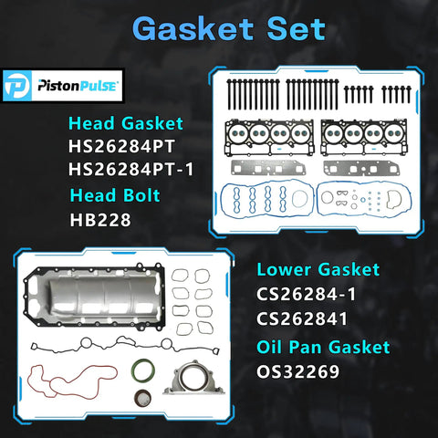 Gasket set and head bolts for 5.7L Hemi Engine Rebuild Kit With Piston Kit Timing Chain Kit Water Pump And Oil Pump