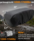 Savage MUAKIOY Winch Cover Heavy Duty Waterproof Protection For 12K Off Road Electric Winches, 25x10.5x8.7 inches, 900D Oxford fabric.
